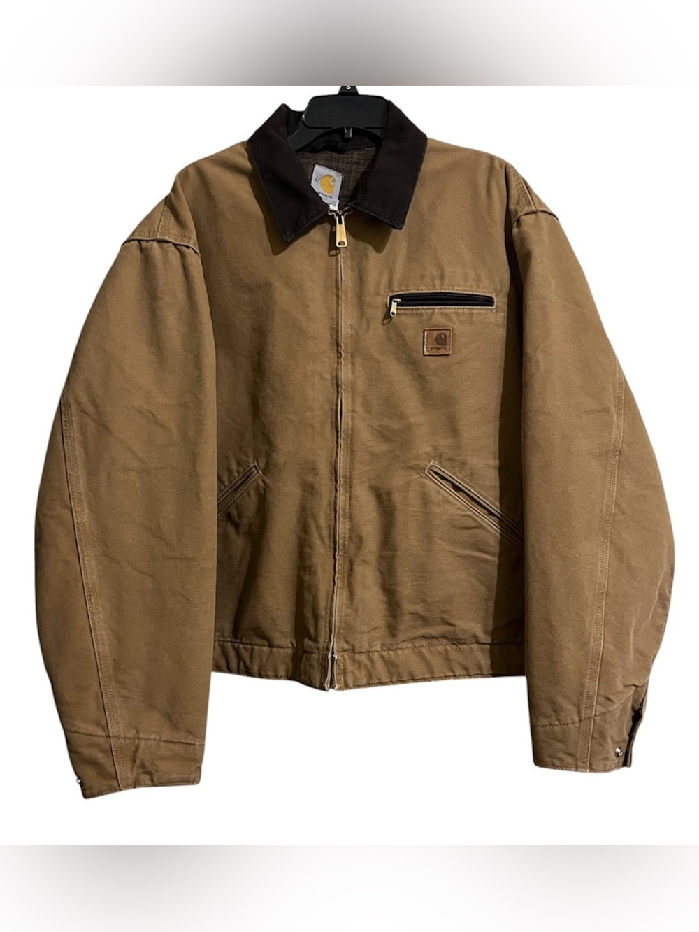 VINTAGE Carhartt Men’s Duck Brown Detroit Jacket J97 Plaid Blanket Lined XL